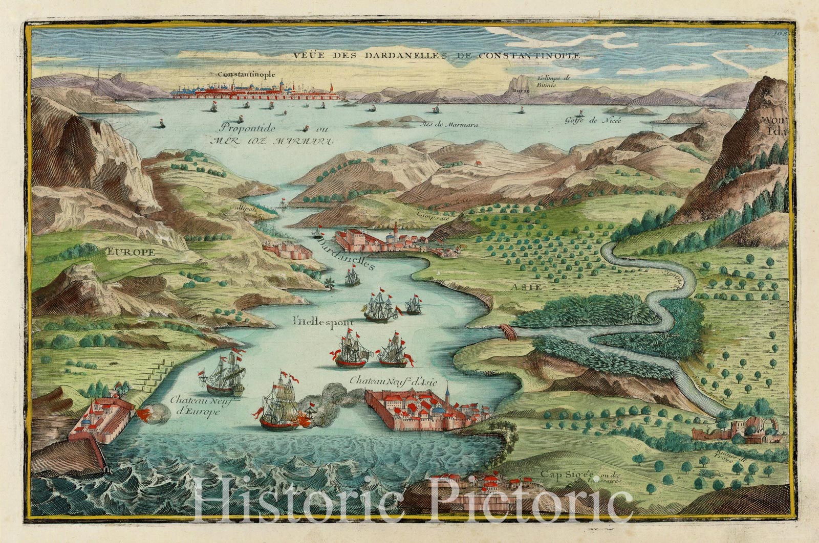 Historic Map - Veue Des Dardanelles De Constantinople, 1705, Nicolas de Fer v1