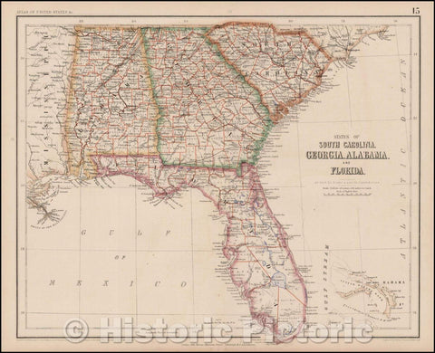 Historic Map - States of South Carolina, Georgia, Alabama And Florida, 1857, Henry Darwin Rogers - Vintage Wall Art