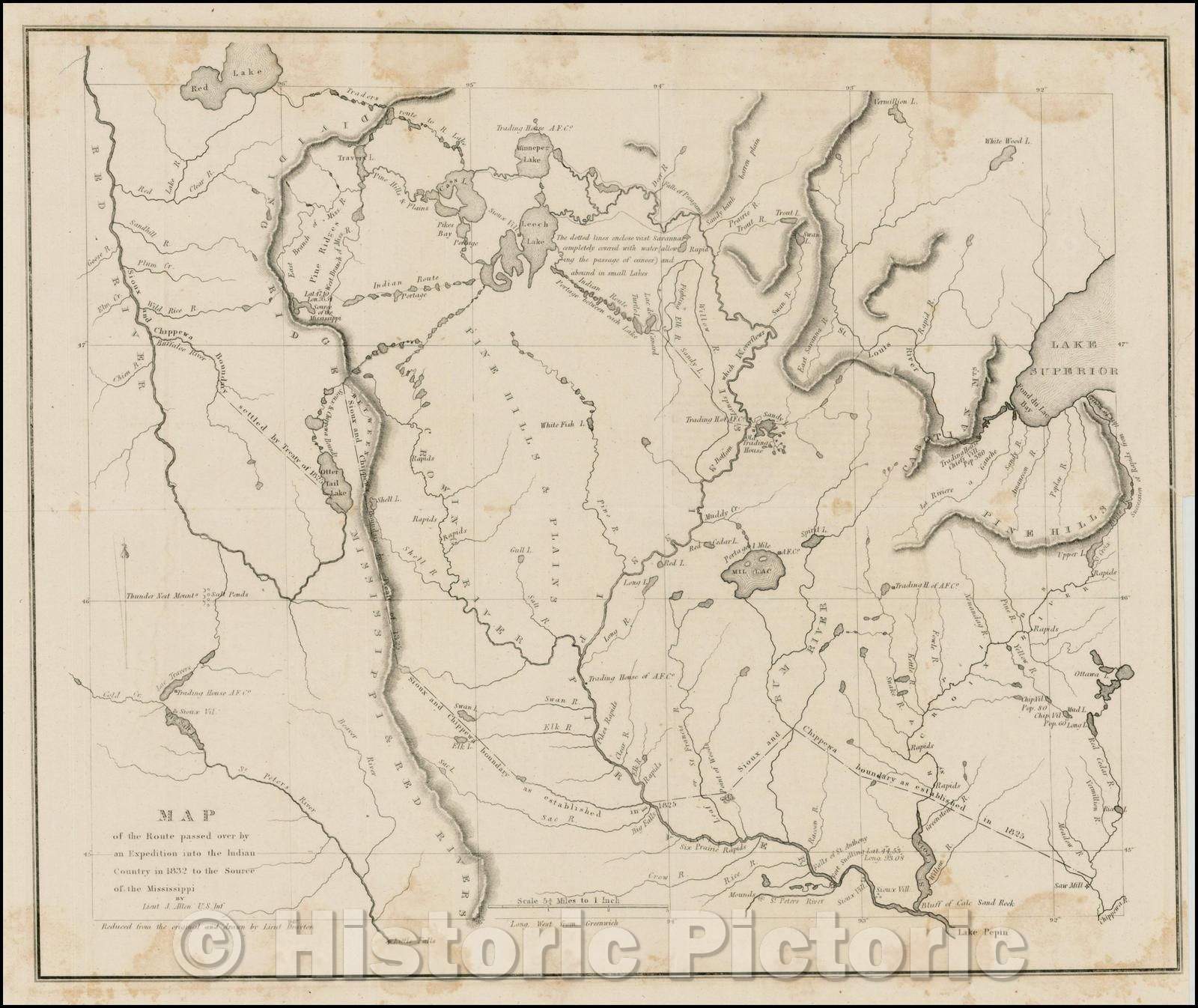 Historic Map - Map of the Route passed over, 1834, Henry Schoolcraft v