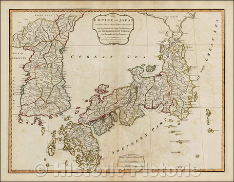 Historic Map - The Empire of Japan Divided into Seven Principal Parts with The Kingdom of Corea, from Kempfer and the Portugue, 1794, Laurie & Whittle - Vintage Wall Art
