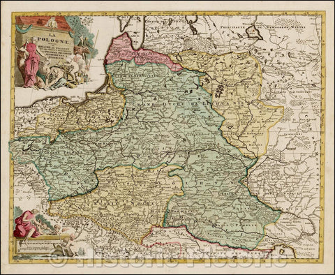 Historic Map - La Pologne Divisee en Royaume de Pologne et les etats/Map of Poland, Russia, Prussia and Austra, published by Jan Elwe in Amsterdam, 1792 - Vintage Wall Art