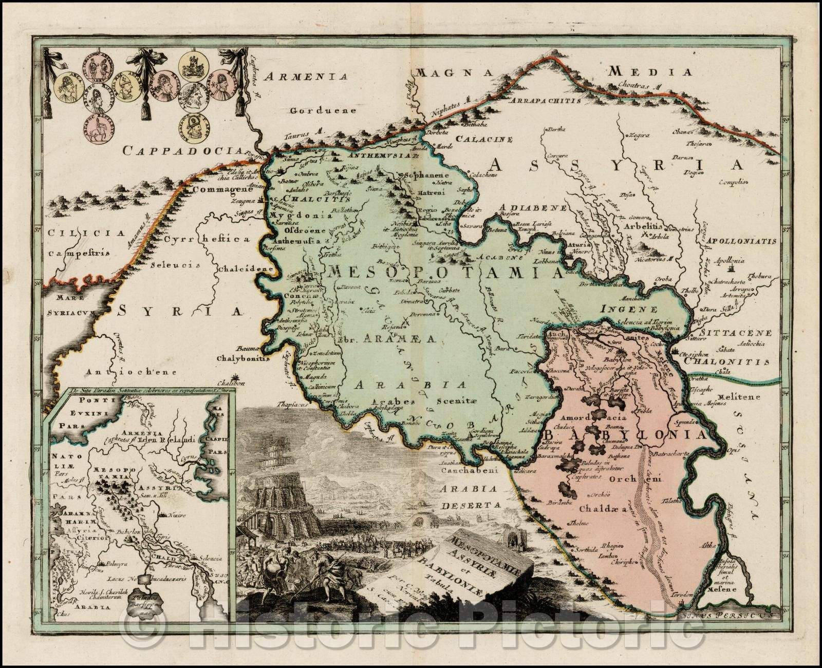 Mesopotamia Assyria Babylonia Map - Historical Print 1720 – Historic ...