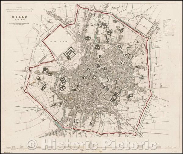 Historic Map - Milan Milano, 1832, SDUK v2 - Historic Pictoric