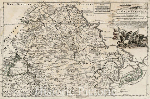Historic Map - La Gran Tartaria descritta secondo le relationi piu moderne :: Northeastern Asia, including China, Japan, Korea and northeastern Russia, 1717 - Vintage Wall Art