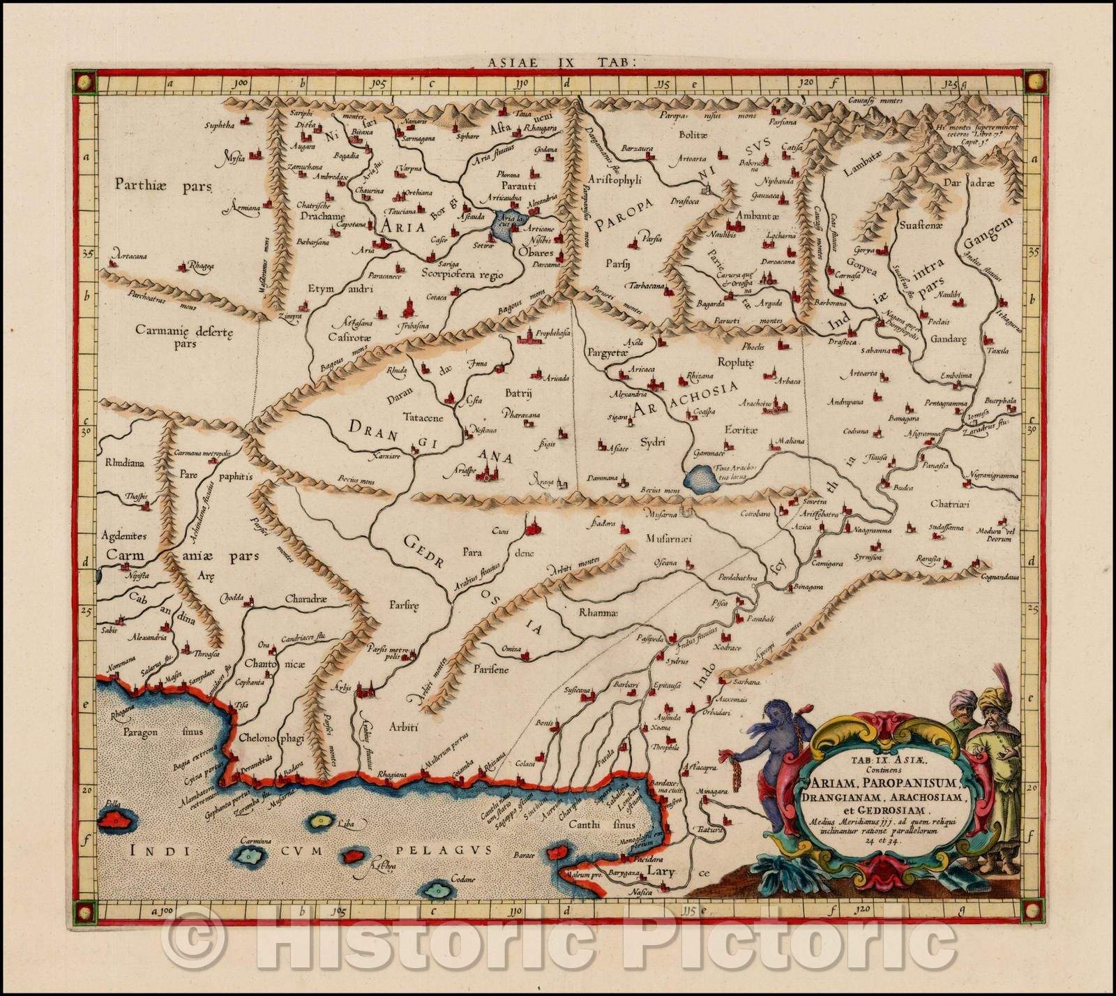 Historic Map - Pakistan Afghanistan & Western India/Asia Continens Ariam, Paropanisum, Drangianam, Arachosiam, et Gedrosiam, 1697, Gerard Mercator - Vintage Wall Art