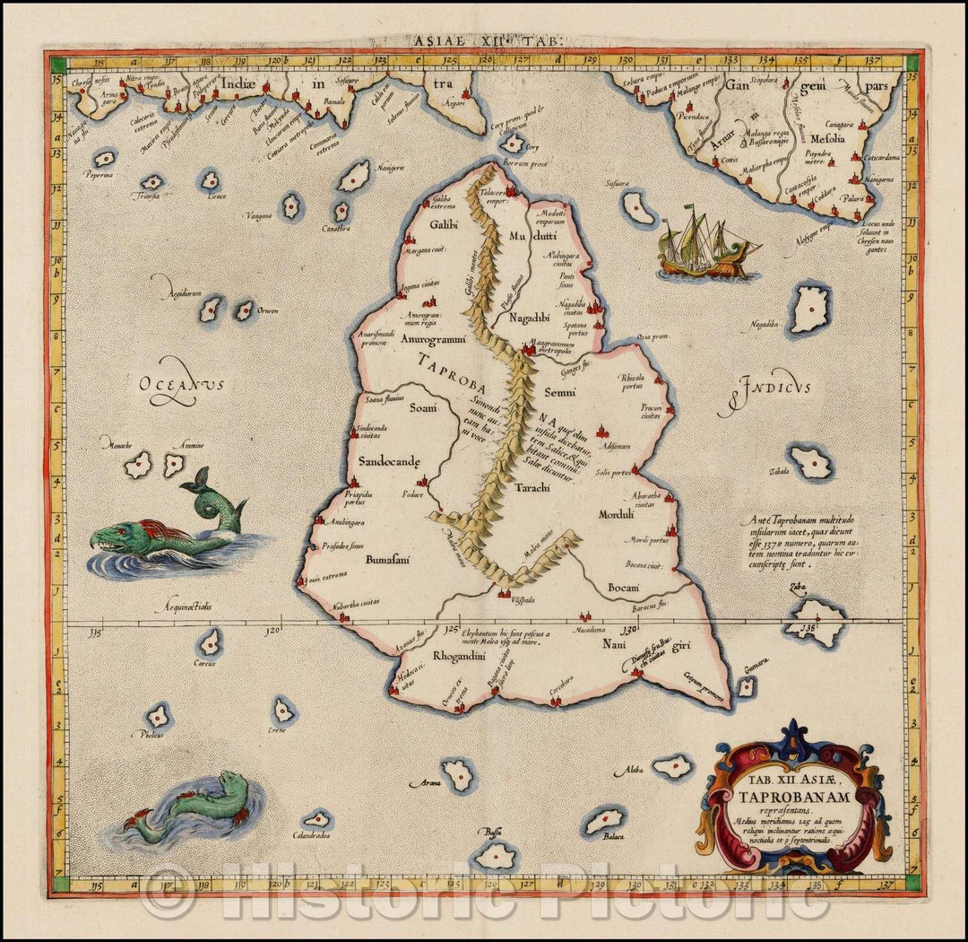 Historic Map - Tab. XII. Asiae Taprobanam repraesentans Medius meridia ...