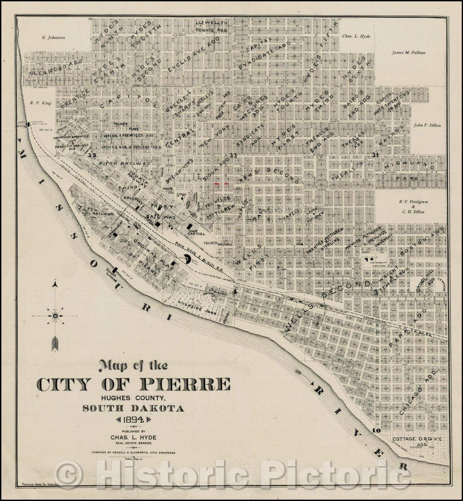 Historic Map Map of the City of Pierre, Hughes County, South Dakota