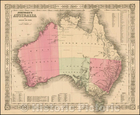 Historic Map - Johnson's Australia, 1864, Benjamin Ward v2