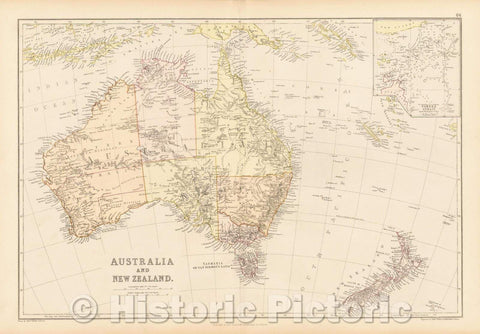 Historic Map - Australia and New Zealand, 1870, Blackie & Son - Vintage Wall Art