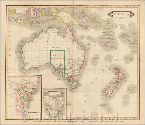 Historic Map - Australia &c, 1830, Daniel Lizars - Vintage Wall Art