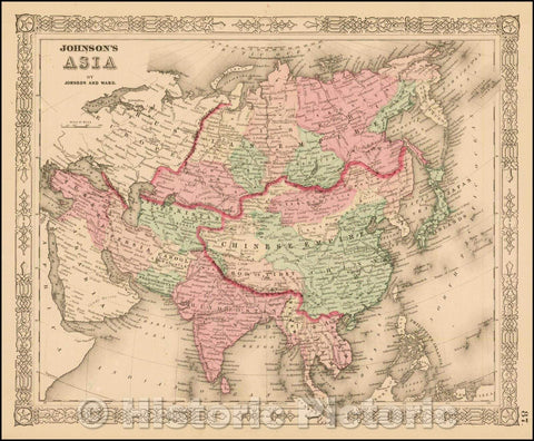 Historic Map - Johnson's Asia, 1862, Alvin Jewett Johnson v2