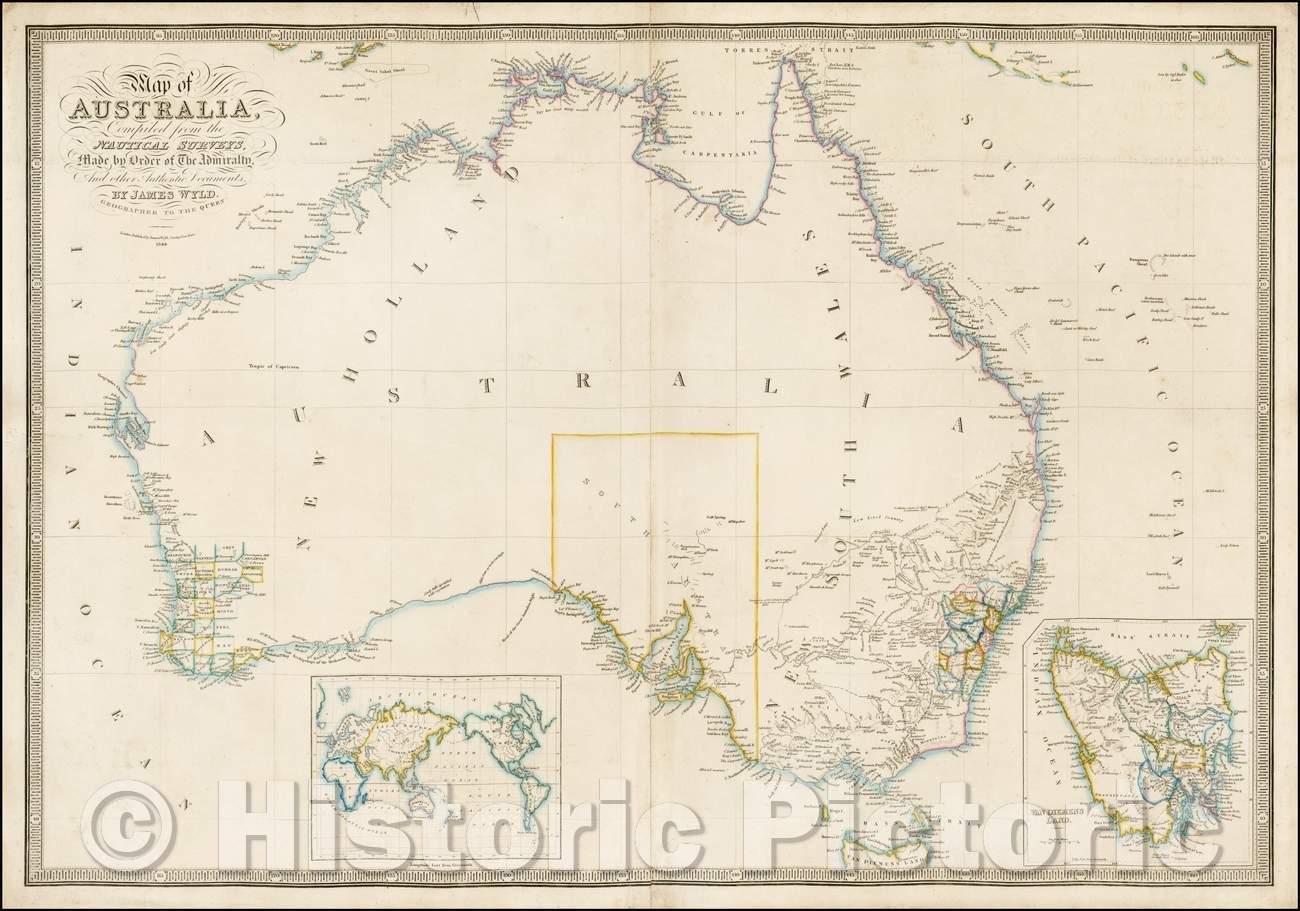 Historic Map - Map of Australia, 1844, James Wyld v1