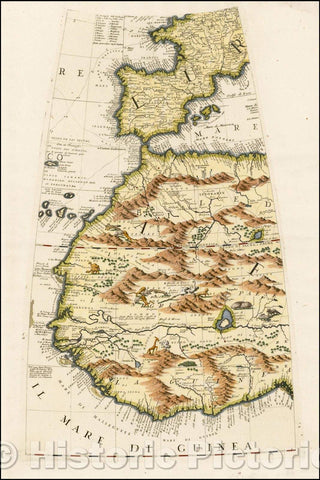 Historic Map - Western Africa, North Africa, Spain, Balearic Islands- Globe Gore, 1692, Vincenzo Maria Coronelli - Vintage Wall Art