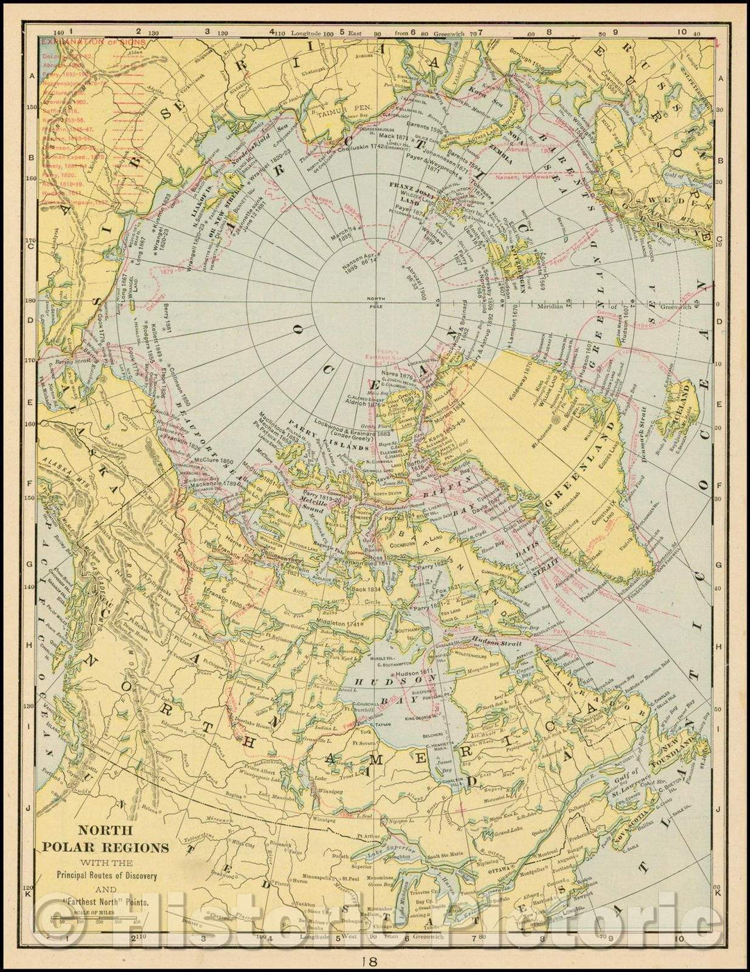 Historic Map - North Polar Regions With the Principal Routes of Discov ...