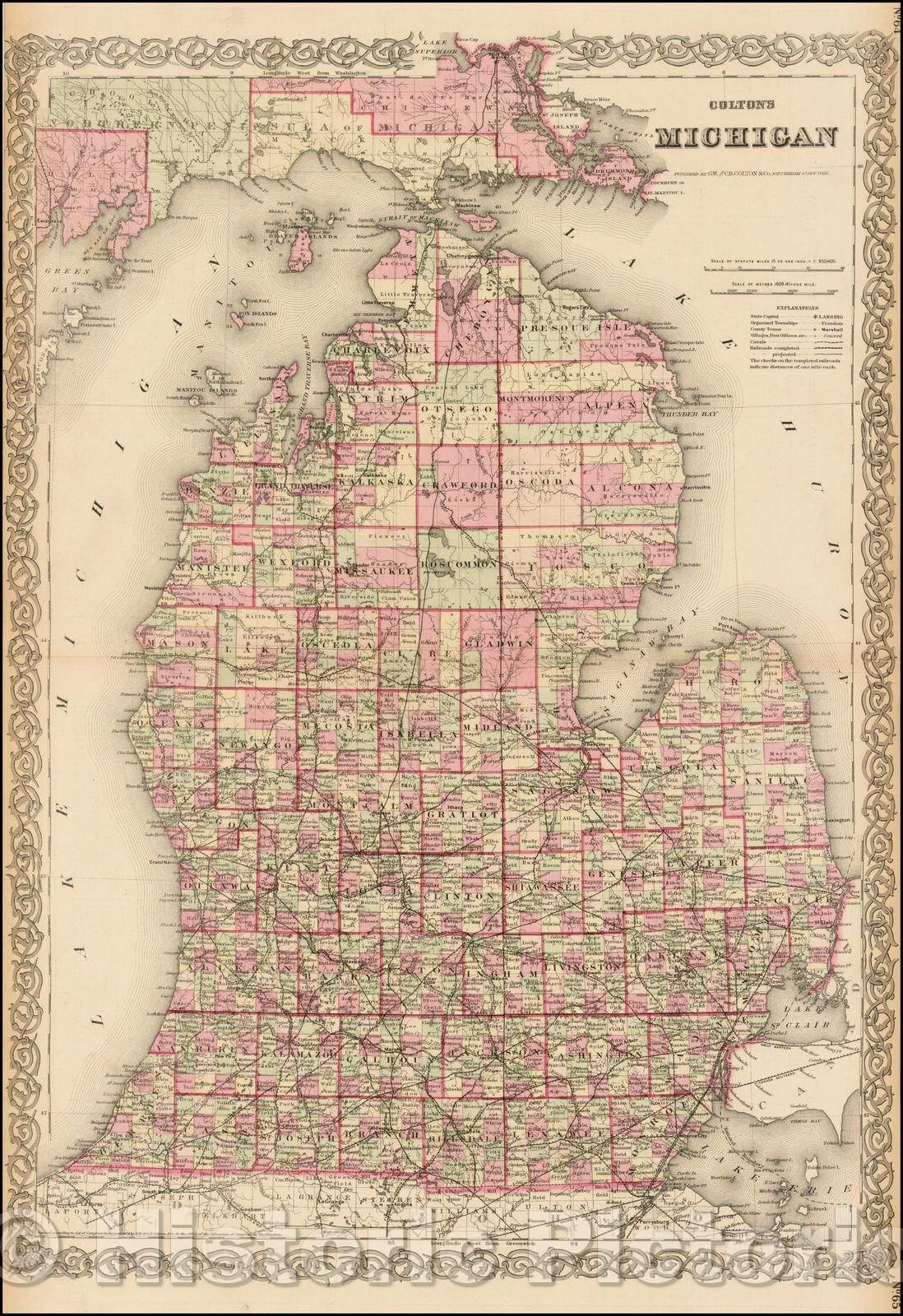 Historic Map - Colton's Michigan, 1874, G.W. & C.B. Colton v2