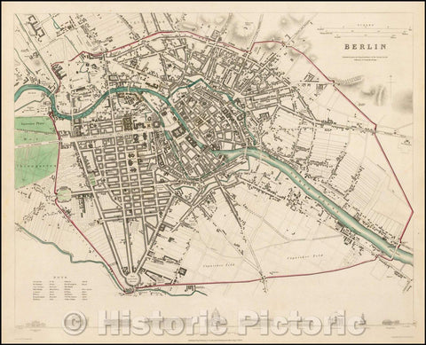 Historic Map - Berlin, Germany, 1833, SDUK v4