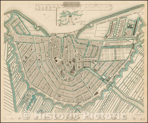 Historic Map - Amsterdam, Netherlands, 1835, SDUK v2