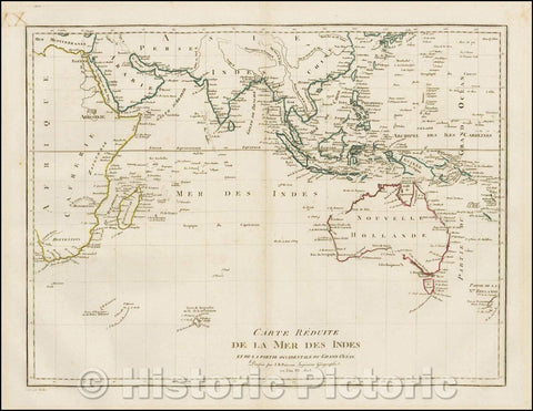Historic Map - Carte Reduite De La Mer Des Indes Et De La Partie Occidentale du Grand Ocean :: Chart of the Indian Ocean, Australia and the East Coast of Asia, 1803 - Vintage Wall Art