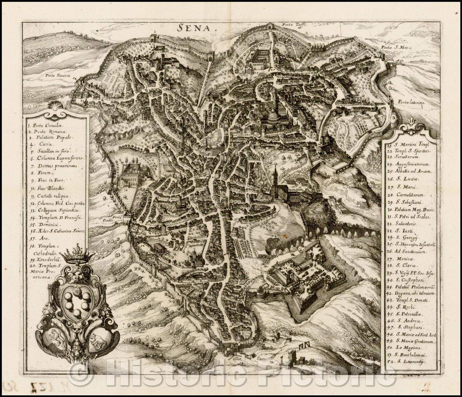 Historic Map - Sena Siena, 1638, Matheus Merian v2 – Historic Pictoric