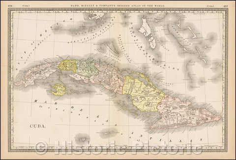 Historic Map - Cuba (with the Cayman Islands, part of the Bahamas and the Florida Keys), 1883, Rand McNally & Company v2