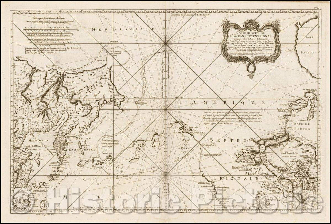 Historic Map - Carte Reduite De L'Ocean Septentrional compris entre l'Asie et l'Amerique Suivant les Decouvertes qui ont ete faites par les Russes, 1766 v1