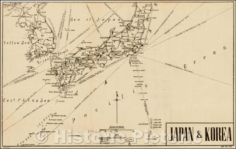 Historic Map - Japan & Korea (WWII Propoganda Map, 1942, - Vintage Wall Art