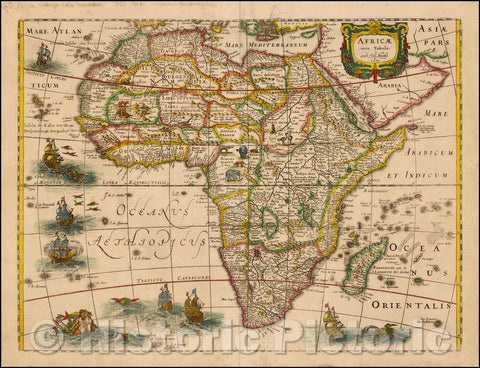Historic Map - Africae nova Tabula, 1631, Henricus Hondius - Vintage Wall Art