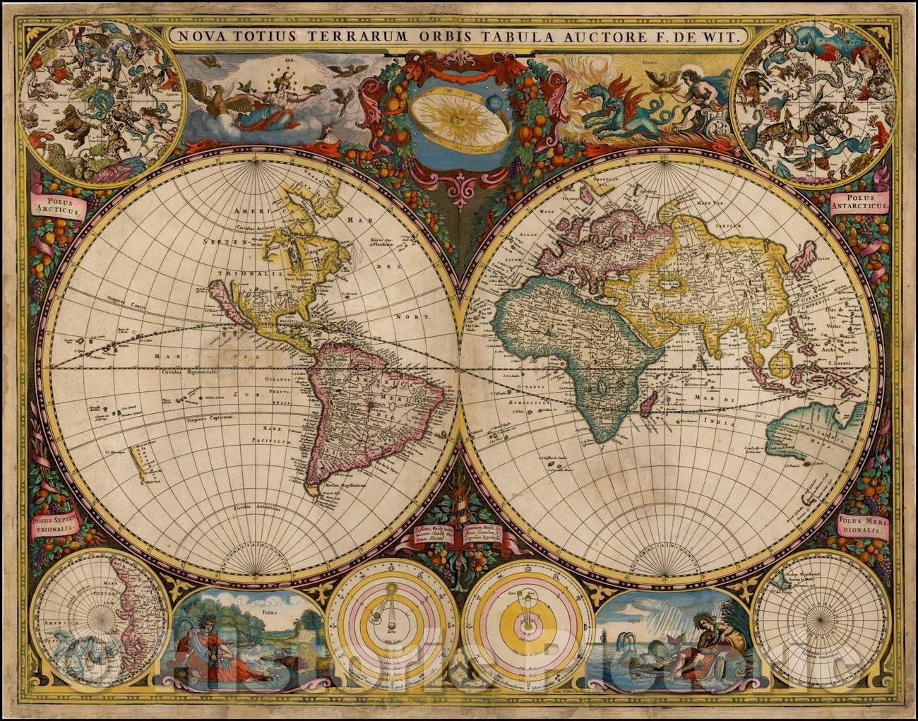 Historic Map - Nova Totius Terrarum Orbis Tabula, 1660, Frederick De Wit - Vintage Wall Art