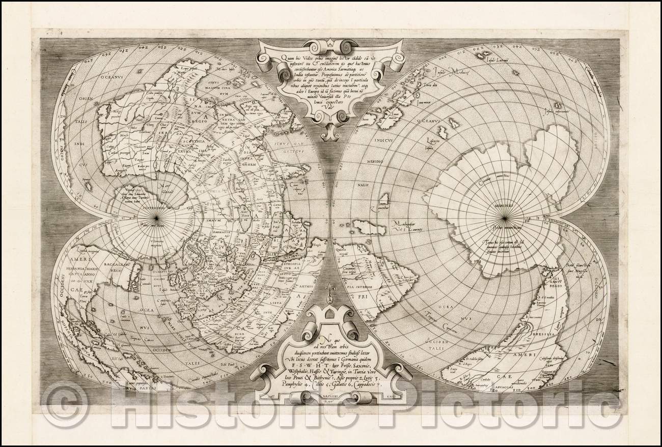 Historic Map - World, 1550, Antonio Lafreri - Vintage Wall Art