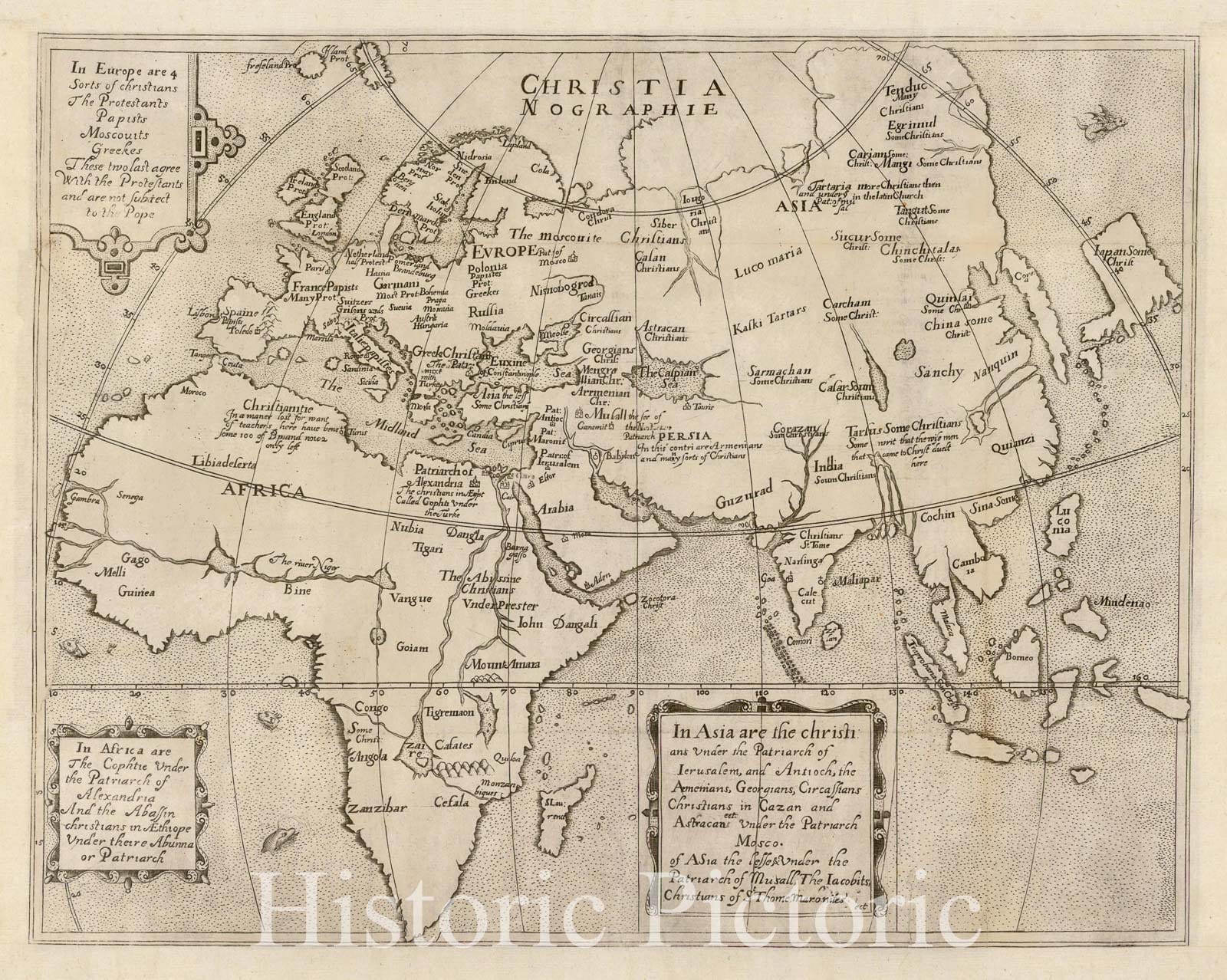 Historic Map - Map of the Ancient World - Europe, Asia and Africa, 1600, Ephraim Pagitt - Vintage Wall Art