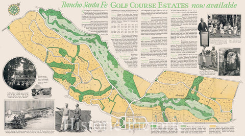 Historic Map - Rancho Santa Fe Golf Course Estates/Brochure, advertising lots for sale in the Rancho Santa Fe Golf Course Estates, 1929, Anonymous - Vintage Wall Art