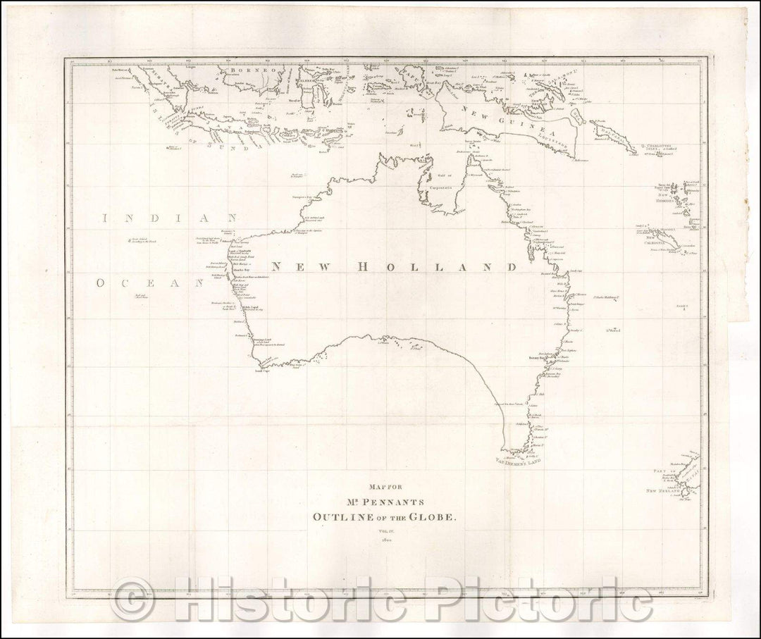 Historic Map - Australia Map For Mr. Pennants Outline of the Globe. Vol. IV, 1800, Thomas Pennant v3