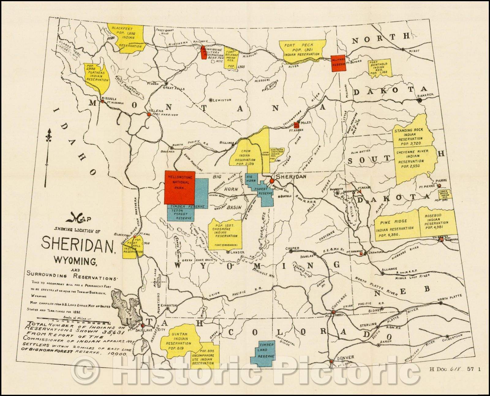 Historic Map Map Showing Location of Sheridan, Wyoming and Surroundi