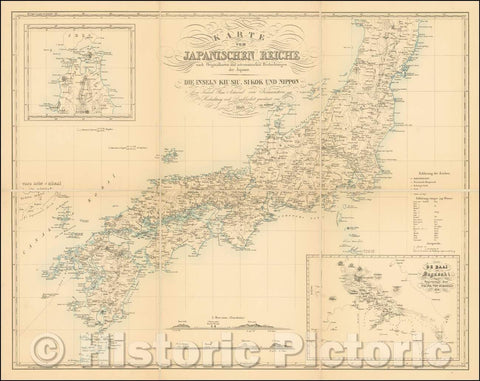 Historic Map - Karte vom Japanischen Reiche nach Originalkarten und astronomischen Beobachtungen der Japaner. :: Japan, Honshu and all of Shikoku and Kyushu, 1840 - Vintage Wall Art
