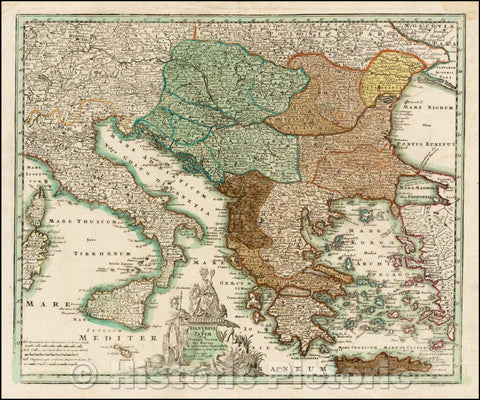 Historic Map - Danubius & Ister Domino Turcico Europa/Map of Adriatic, Eastern Mediterranean, Balkans, Turkey and Greece, 1720, Johann Christoph Weigel - Vintage Wall Art