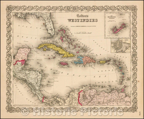 Historic Map - Colton's West Indies [Bermuda and Havana insets], 1859, Joseph Hutchins Colton v1