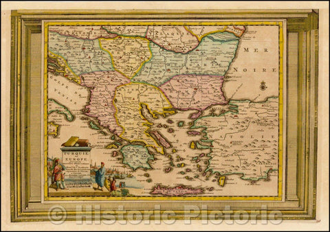 Historic Map - Turquie en Europe Suivant les Nouvelles Observations/Vander Aa's Map of Greece, Turkey, Asia Minor, Bosnia, Serbia, Bulgaria, Albania, 1700 - Vintage Wall Art