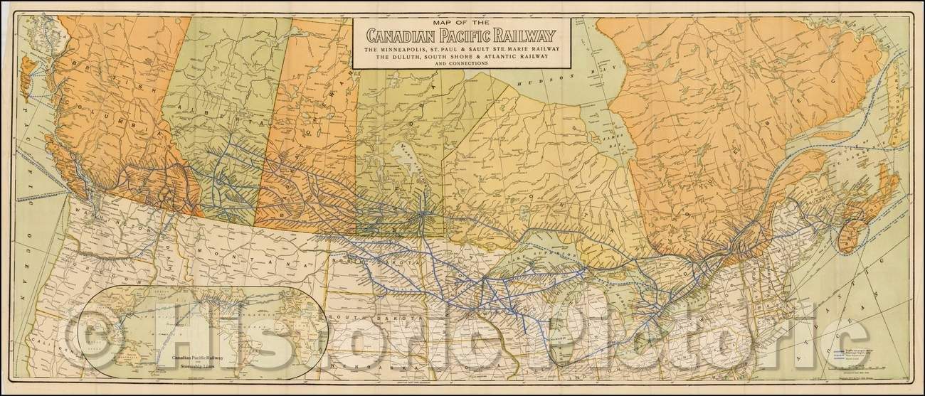 Historic Map - Canadian Pacific Railway The Minneapolis, St. Paul & Sa ...