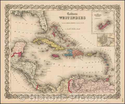 Historic Map - Colton's West Indies [Bermuda and Havana insets], 1859, Joseph Hutchins Colton v2
