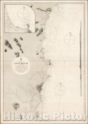 Historic Map - Sheet VI East Coast of Australia New South Wales Tacking Point to Coffs Islands, 1869, British Admiralty - Vintage Wall Art