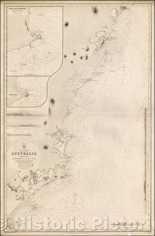 Historic Map - Sheet V East Coast of Australia New South Wales Port Stephens to Tacking Point Surveyed, 1865, British Admiralty - Vintage Wall Art