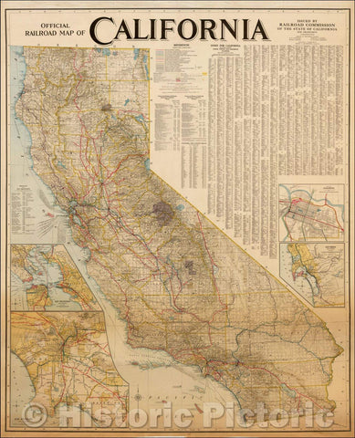 Historic Map - Official Railroad Map of California Issued, 1922, Railroad Commission of the State of California v1