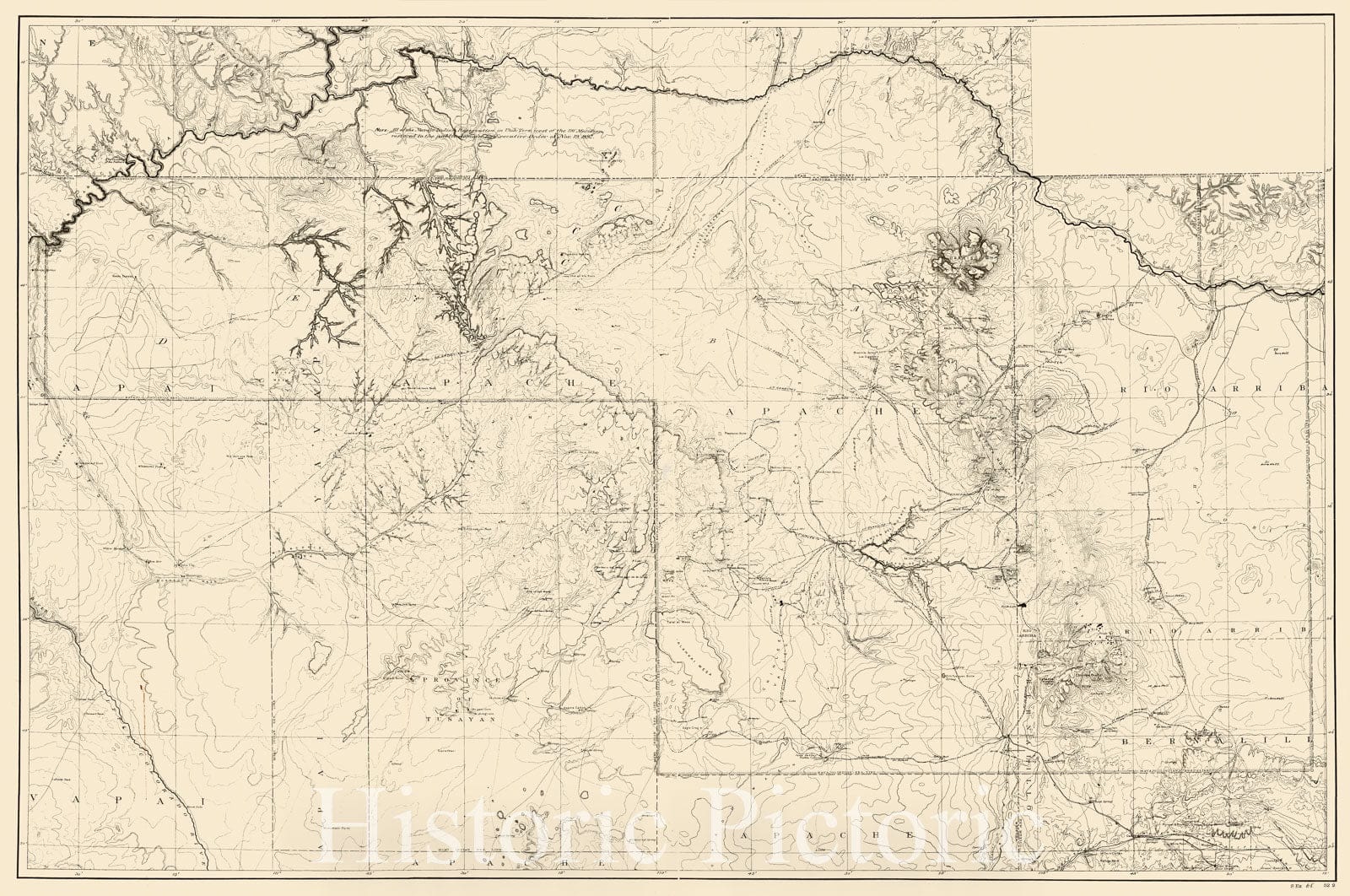 Historic Map - Navajo Nation Reservation - Parts of Arizona, New Mexico & Utah, 1893, United States Department of the Interior - Vintage Wall Art