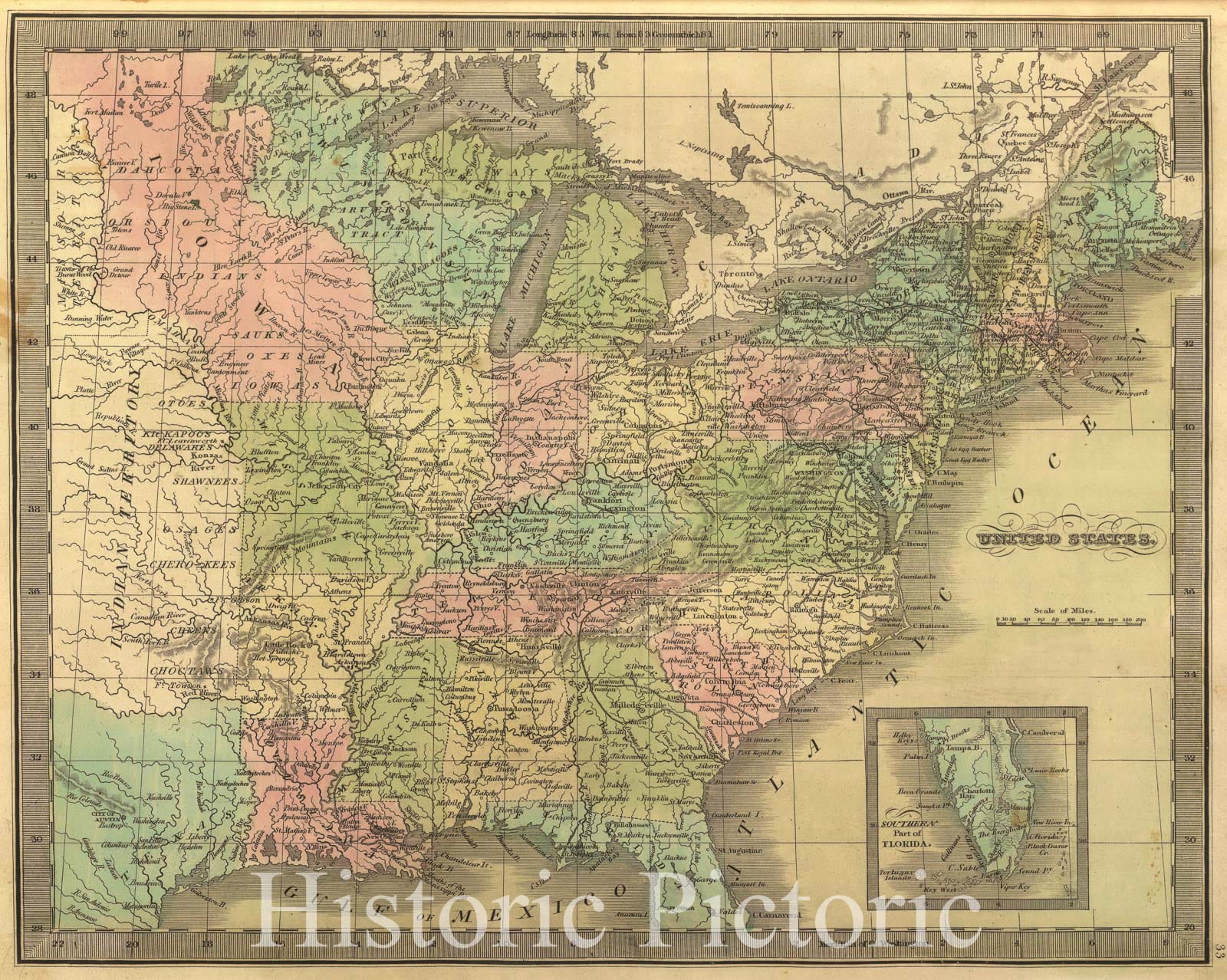 Historic Map - United States (Massive Iowa and Wisconsin Territories), 1849, Jeremiah Greenleaf - Vintage Wall Art