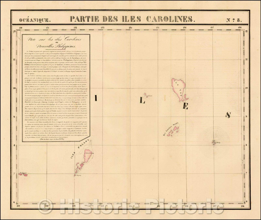 Historic Map - Partie Des Iles Carolines. Oceanique No. 8/Part Of Caroline Islands. Oceanique No. 8, 1825, Philippe Marie Vandermaelen - Vintage Wall Art