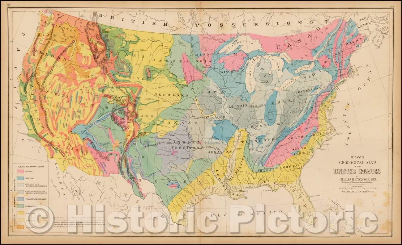 Historic Map - Gray's Map of the United States Showing the Principal G ...
