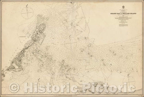 Historic Map - Bermuda - Approach to Grassy Bay and Ireland Island, 1888, British Admiralty - Vintage Wall Art