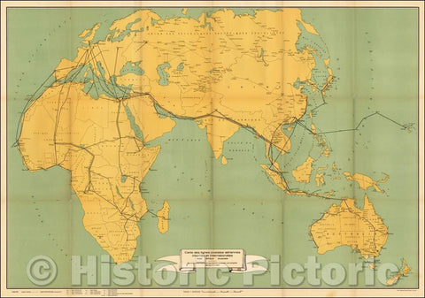Historic Map - Eastern Hemisphere, Australia, New Zealand, Hawaii: Air Mail Routes, 1937 - Vintage Wall Art