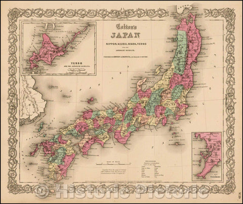 Historic Map - Colton's Japan Nippon, Kiusiu, Sikok,Yesso and the Japanese Kuriles, 1859, Joseph Hutchins Colton v2