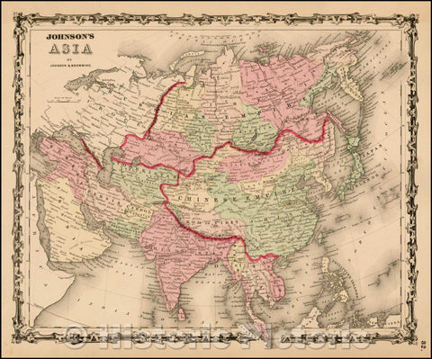 Historic Map - Johnson's Asia, 1860, Alvin Jewett Johnson - Vintage Wall Art